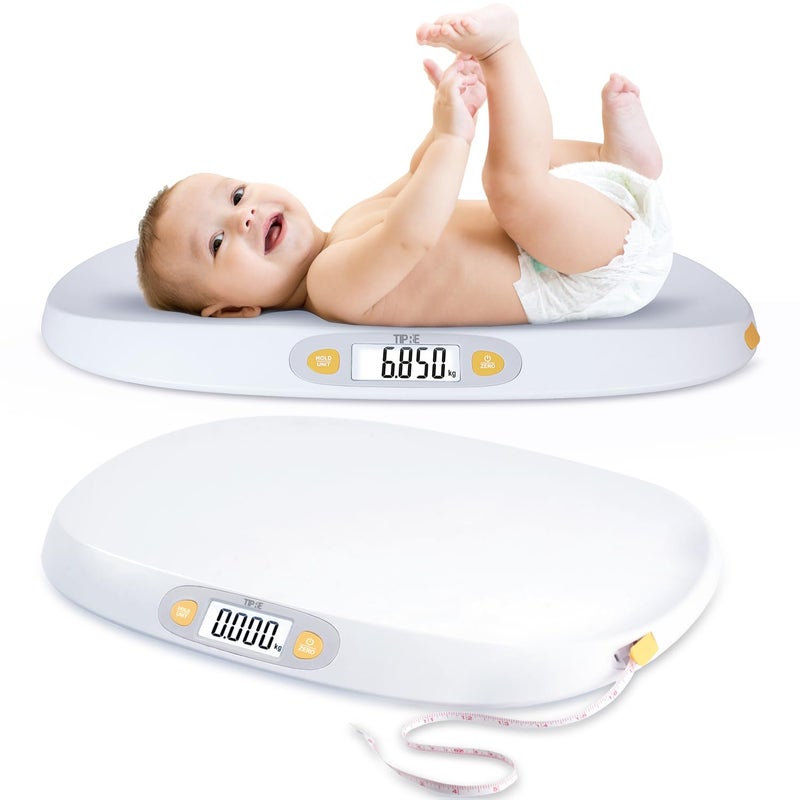 TIPRE Baby Scale for Weighing, 55 lb/0.01 lb Digital Infant Scale for Weighted Feeds with Height Measuring Tape Weight Comparison Hold Function, Pet Scale for Cats/Dogs, LCD Display, Large Platform - Image 1